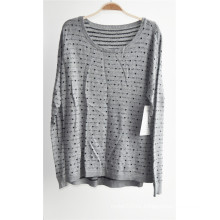 Women Round Neck Patterned Pullover Knitted Sweater